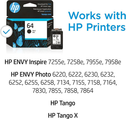 HP 64 Black Ink Cartridge High Yield Long-lasting Prints - Prime Star Plus Inc.