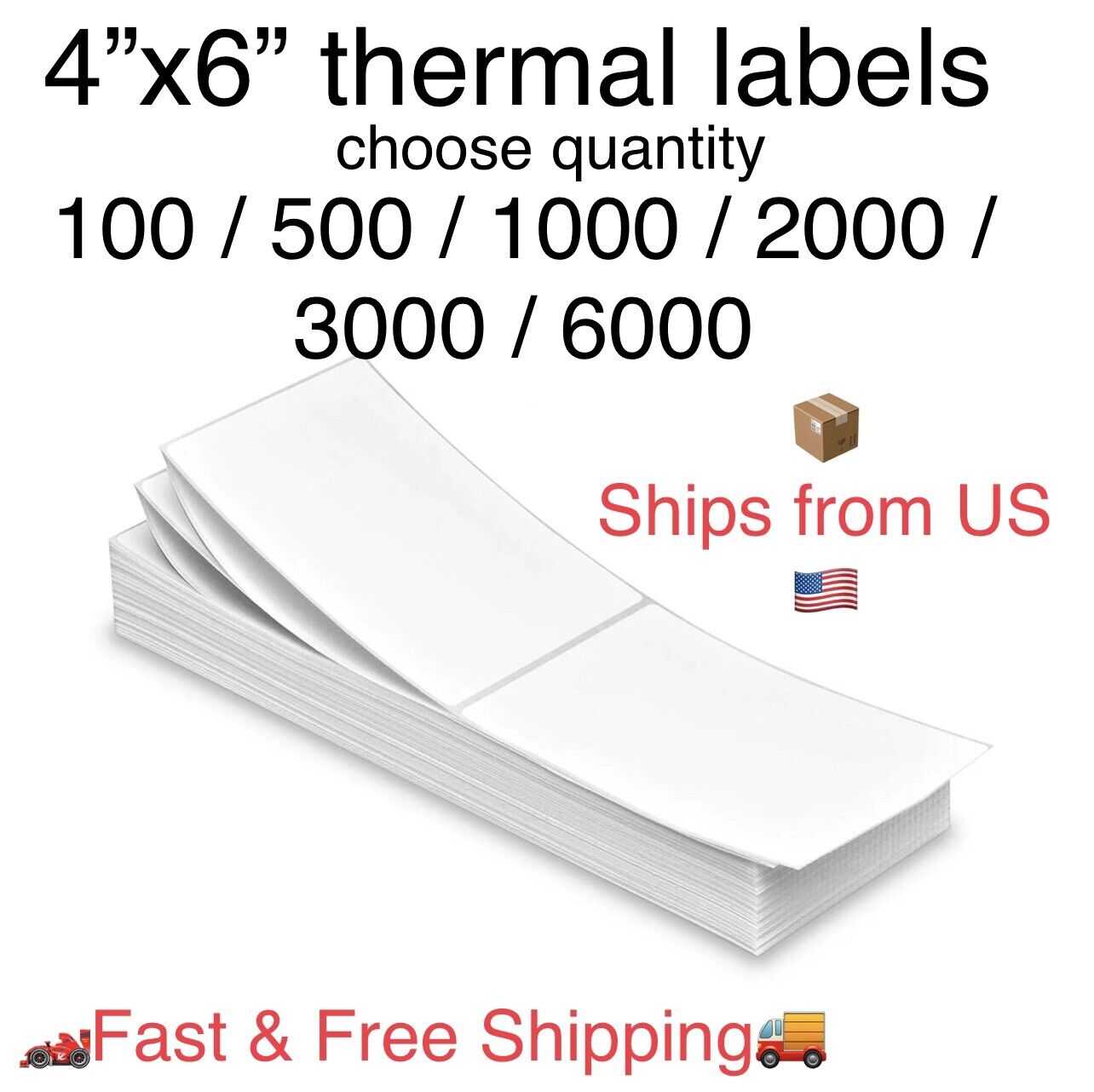 4x6 Fanfold Direct Thermal Shipping Labels for Printers