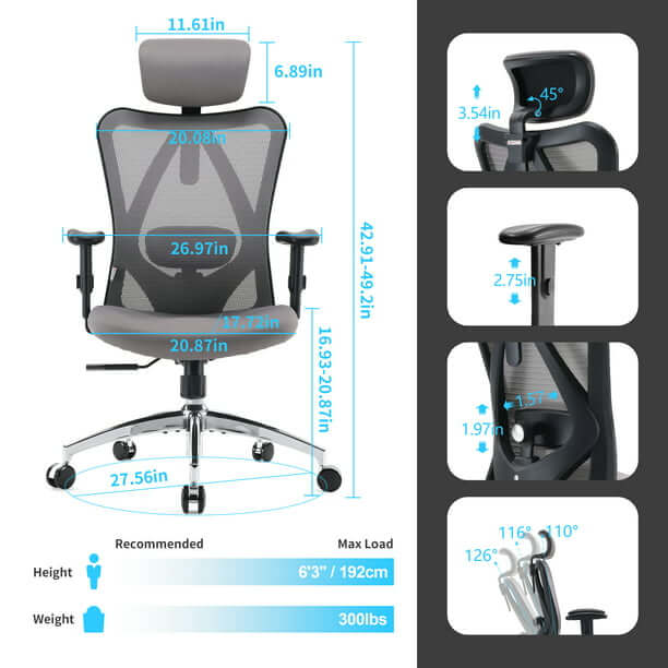 Adjustable Ergonomic Office Chair featuring Lumbar Support - Prime Star Plus Inc.